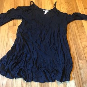 Cold Shoulder Bell Sleeved Black Top